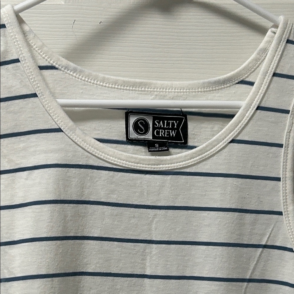 Salty Crew Men's Striped Tank Top - White and Navy - Picture 6 of 12